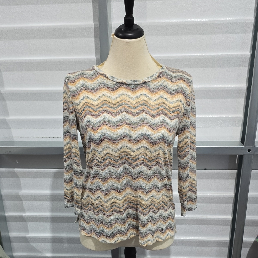 Bobeau‎ Multicolor Chevron Pattern Women's Top Size Large
